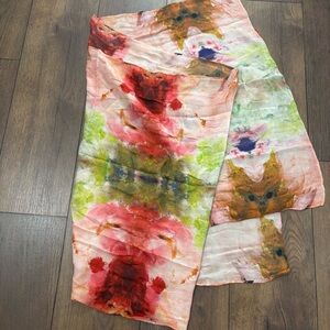 Front Row Society Abstract Print Scarf, Artist Siobhan Palmer, Pink Green Brown